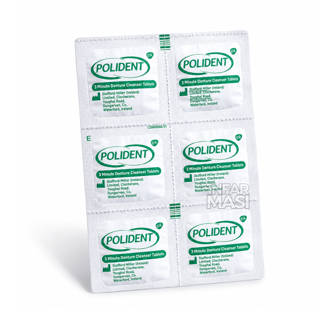 Polident 3 Minute Daily Cleanser For Dentures 6's (Strip) - Ubat Tablet Cuci Rendam Gigi Palsu